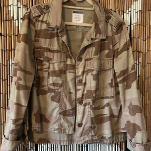 Brown and Tan Utility Jacket with Military Style